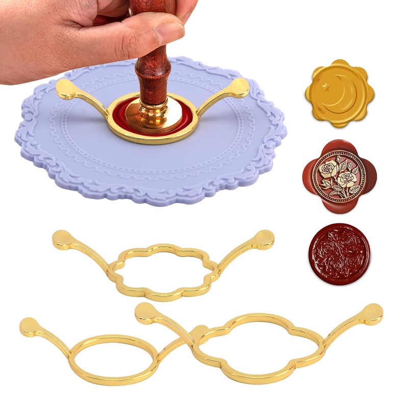 Restynic Wax Seal Stamp Kit - 3 Metal Molds & Silicone Mat | DIY Envelope Seals for Wedding Invitations, Gift Wrapping & Cards | Ideal for Crafting Enthusiasts - Image 1